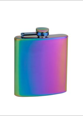 6oz Rainbow Colored Hip Flask