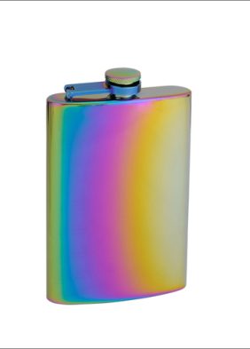 8oz Rainbow Colored Hip Flask
