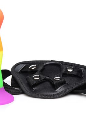 Proud Rainbow Silicone Dildo With Harness