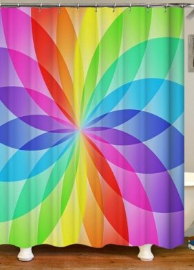 Rainbow Ellipses Circle Shower Curtain