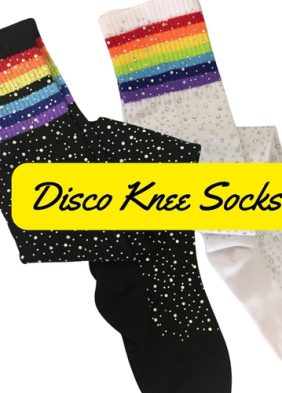 Over the Knee Jeweled Rainbow Glam Disco Socks (Black or White