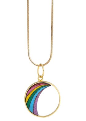 Rainbow Recycled Wood Gold Necklace