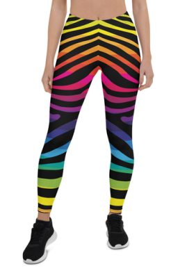 Rainbow Zebra Stripes Leggings for Women