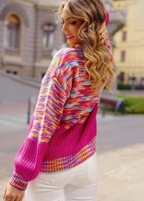 Rainbow Confetti Patchwork Drop Shoulder Sweater
