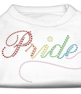 Mirage Pet Products 52-65 XXLWT Rainbow Pride Rhinestone Shirts White